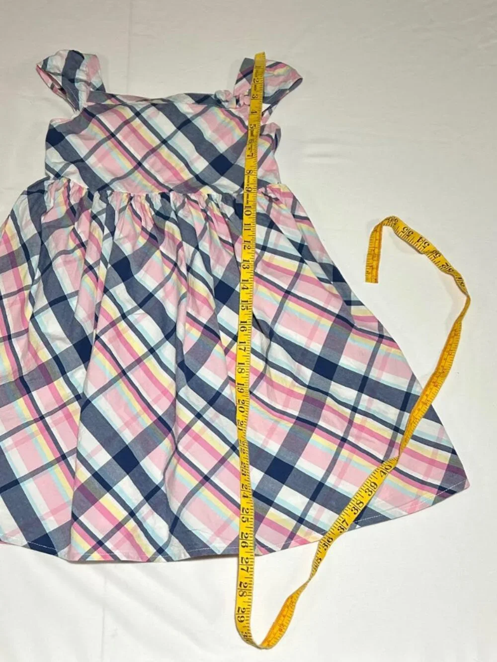 Gymboree Girls 5T Pink Blue Pastel Plaid Short Sleeve Spring Celebrations Dress